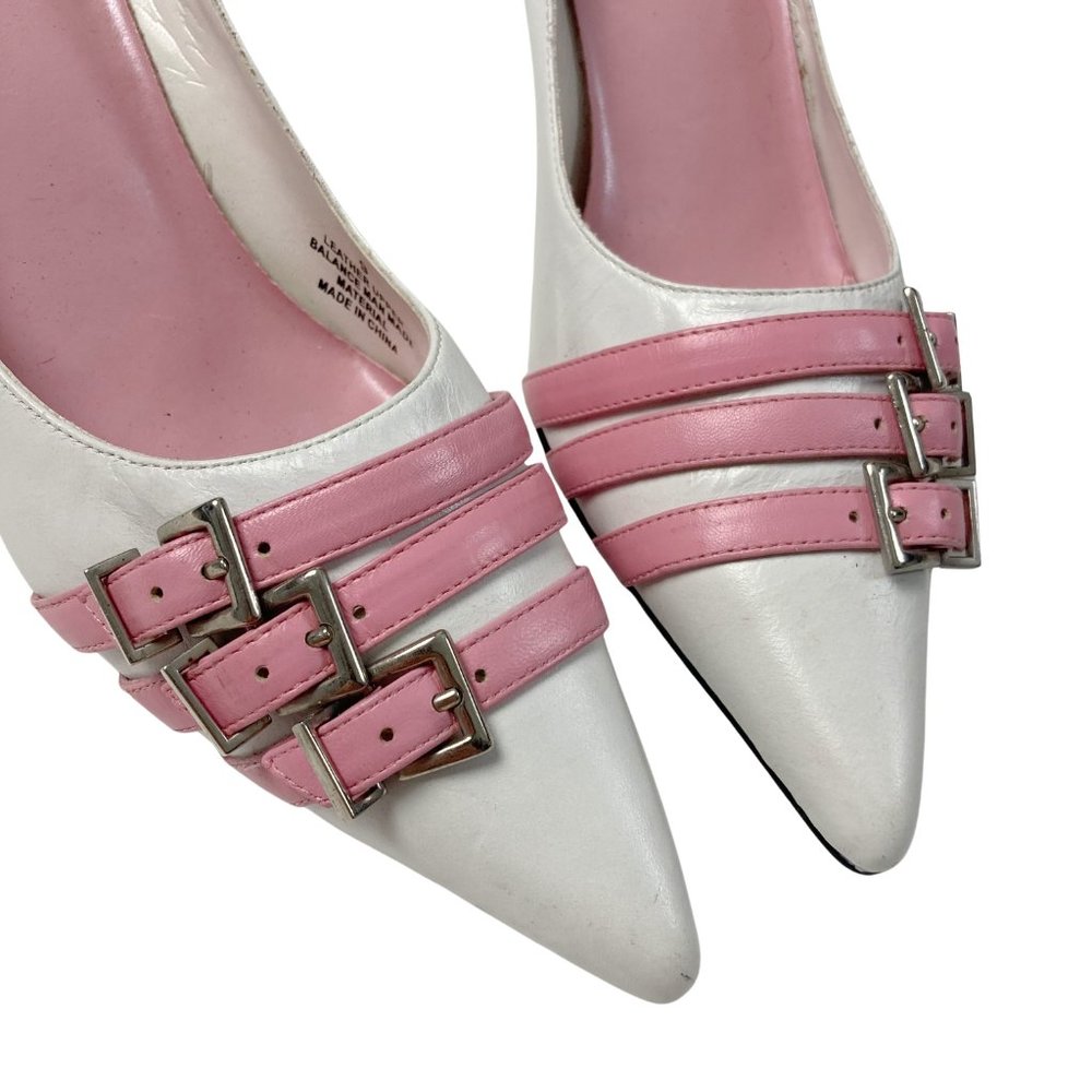 Vintage Pointed Toe Heels Pumps Baby Pink Buckles